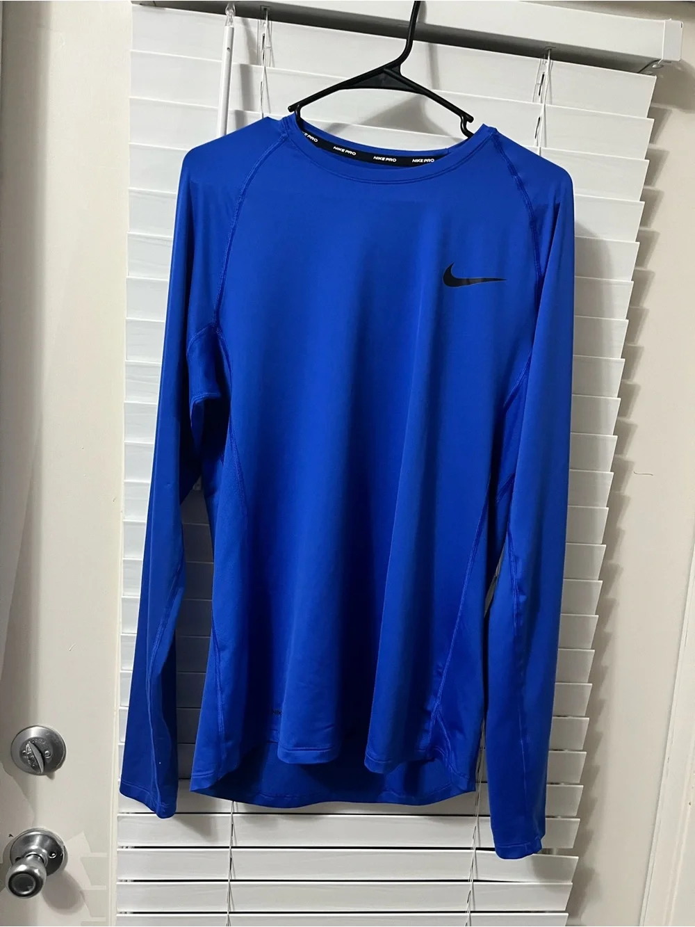 Nike Men’s Long Sleeve Swim Rash Guard - Cobalt Blue with Black Swoosh